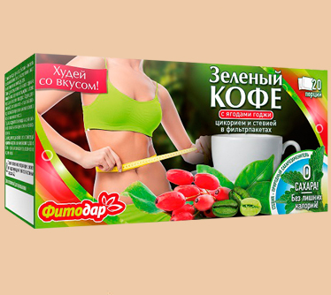Купить зеленый кофе с ягодами годжи, цикорием и стевией, Фитодар, фото зеленый кофе, где купить оптом в Москве